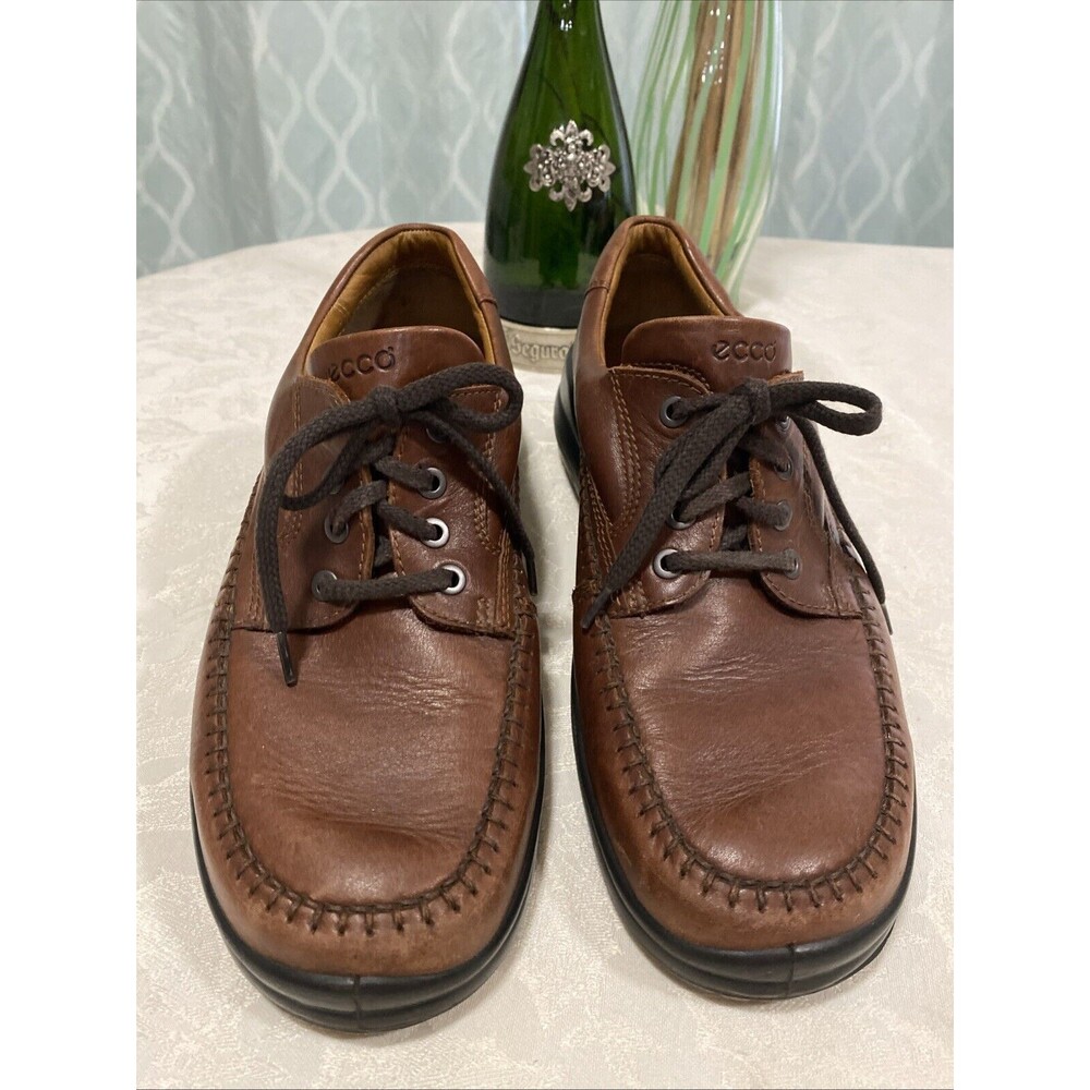 Ecco Seawalker Casual Walking Shoes Brown Leather Mens Size EU 44 US 10, 10.5